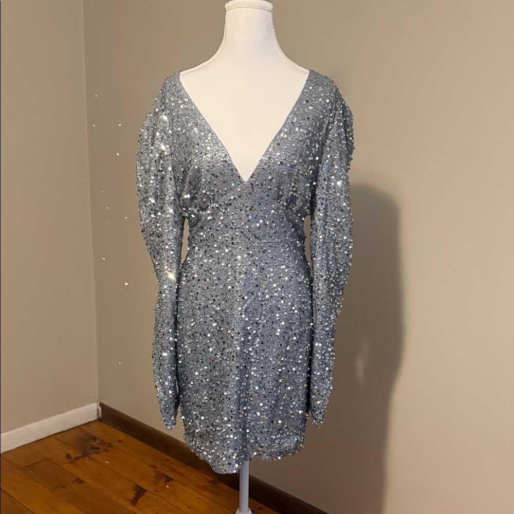 Elegant Silver Sequin Dress